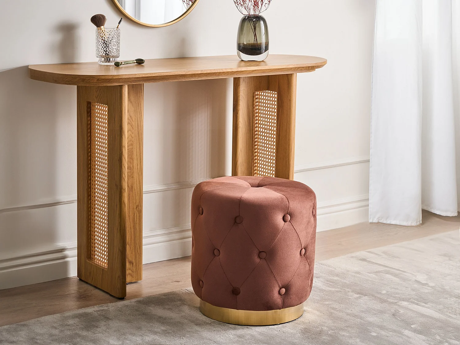 Pouf CARROLLTON Velours Marron