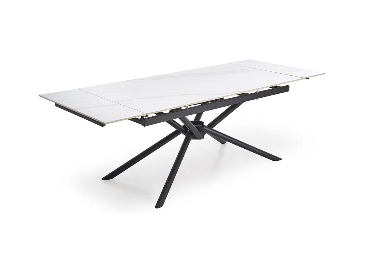 Table à manger Vitorino (90x160-220)/Extensible/Pierre frittée/Blanc