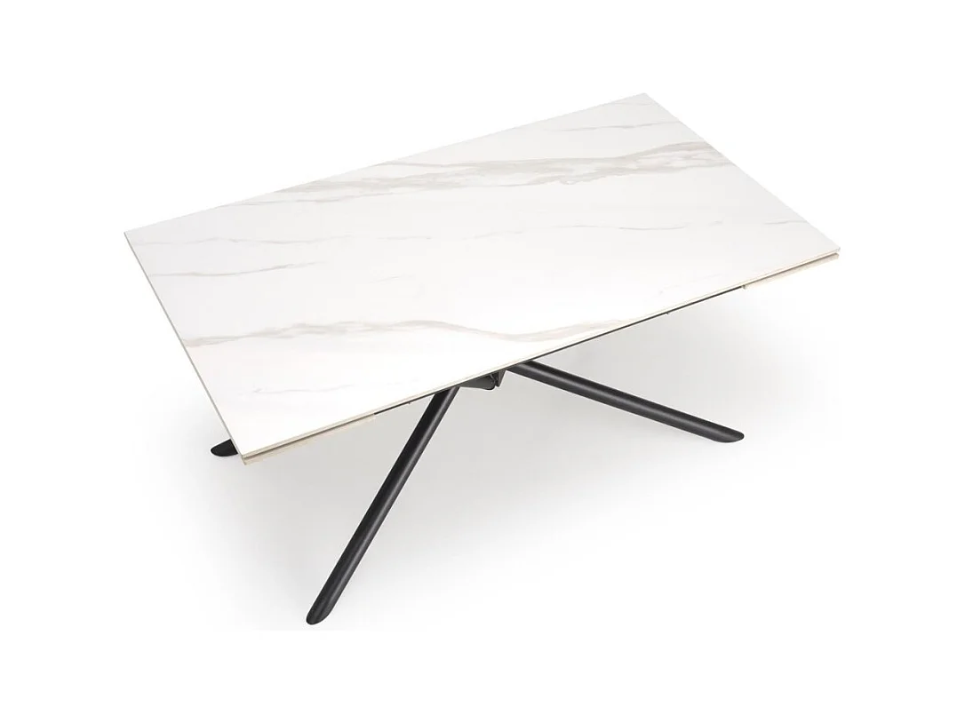 Table à manger Vitorino (90x160-220)/Extensible/Pierre frittée/Blanc