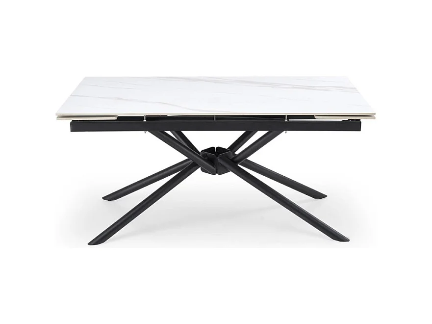 Table à manger Vitorino (90x160-220)/Extensible/Pierre frittée/Blanc