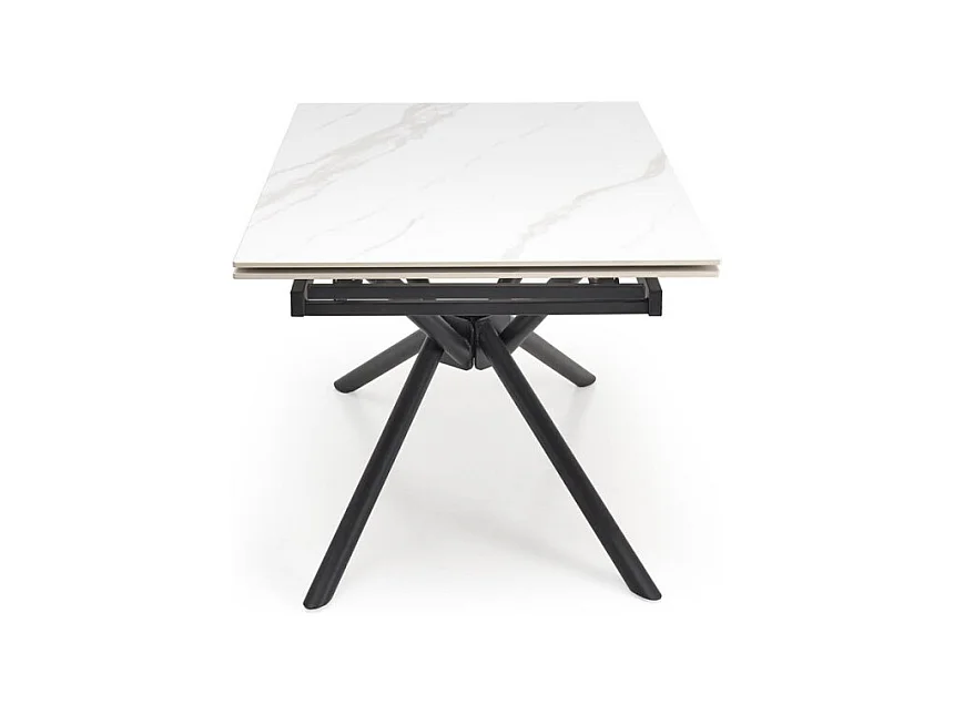 Table à manger Vitorino (90x160-220)/Extensible/Pierre frittée/Blanc