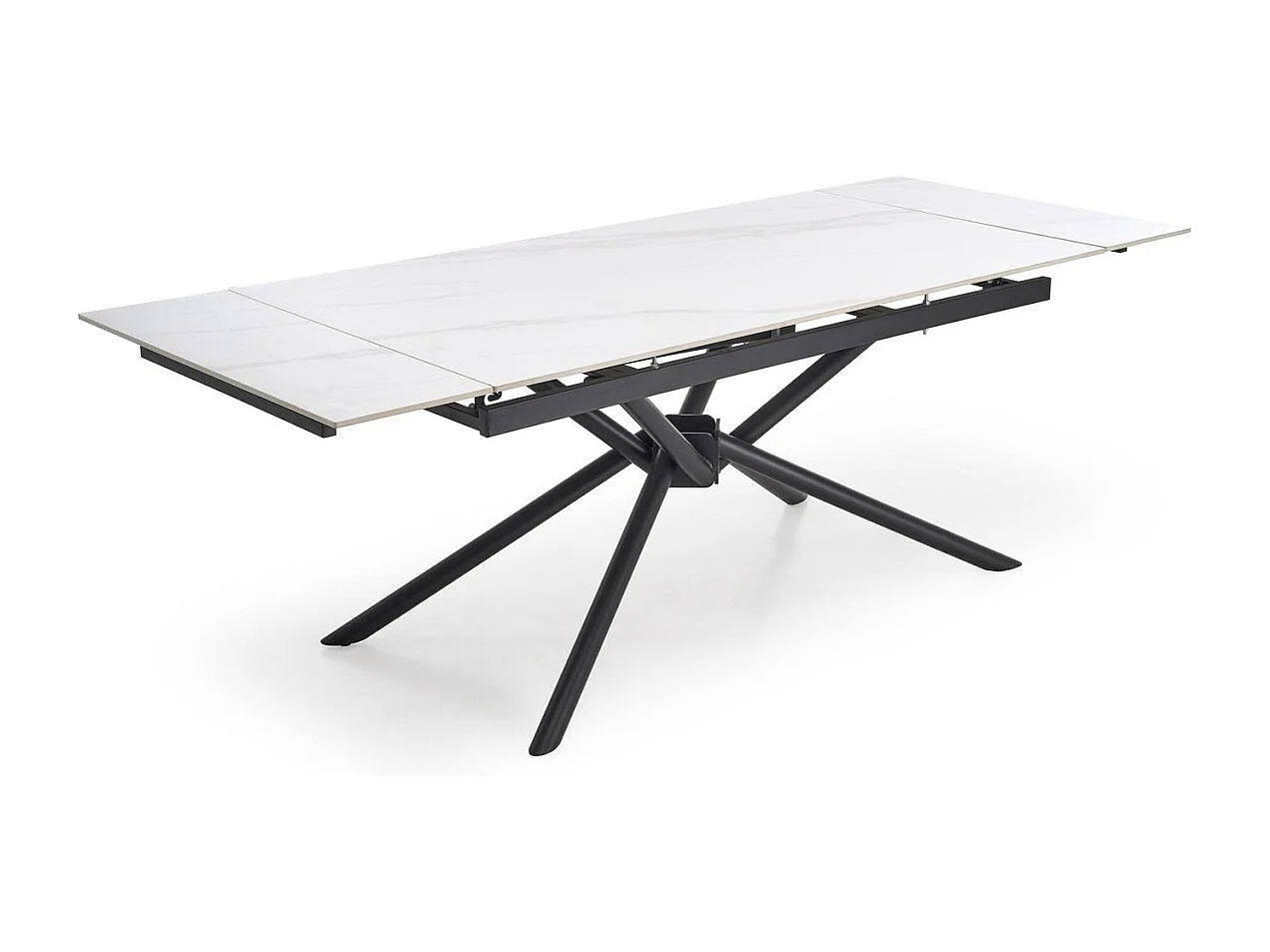 Table à manger Vitorino (90x160-220)/Extensible/Pierre frittée/Blanc
