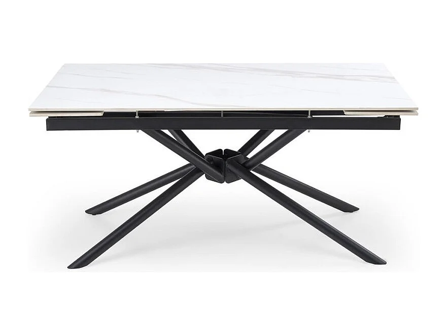 Table à manger Vitorino (90x160-220)/Extensible/Pierre frittée/Blanc