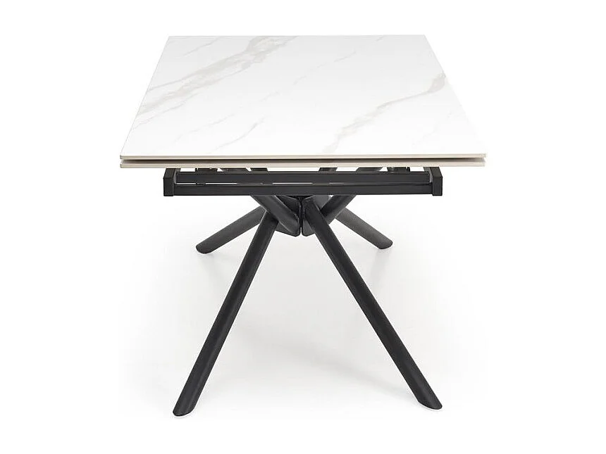 Table à manger Vitorino (90x160-220)/Extensible/Pierre frittée/Blanc