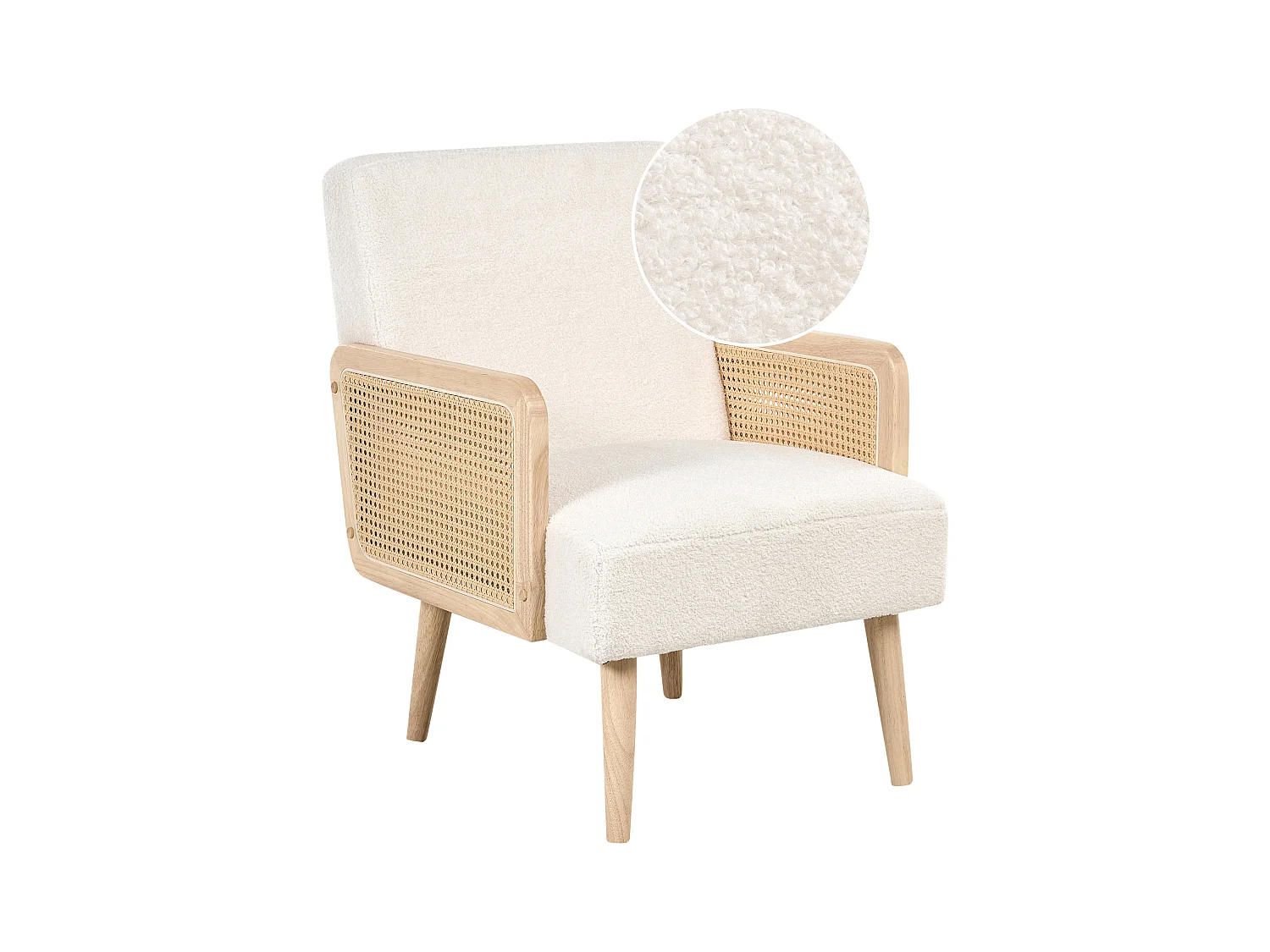 Fauteuil HOJBY Bouclé Blanc cassé