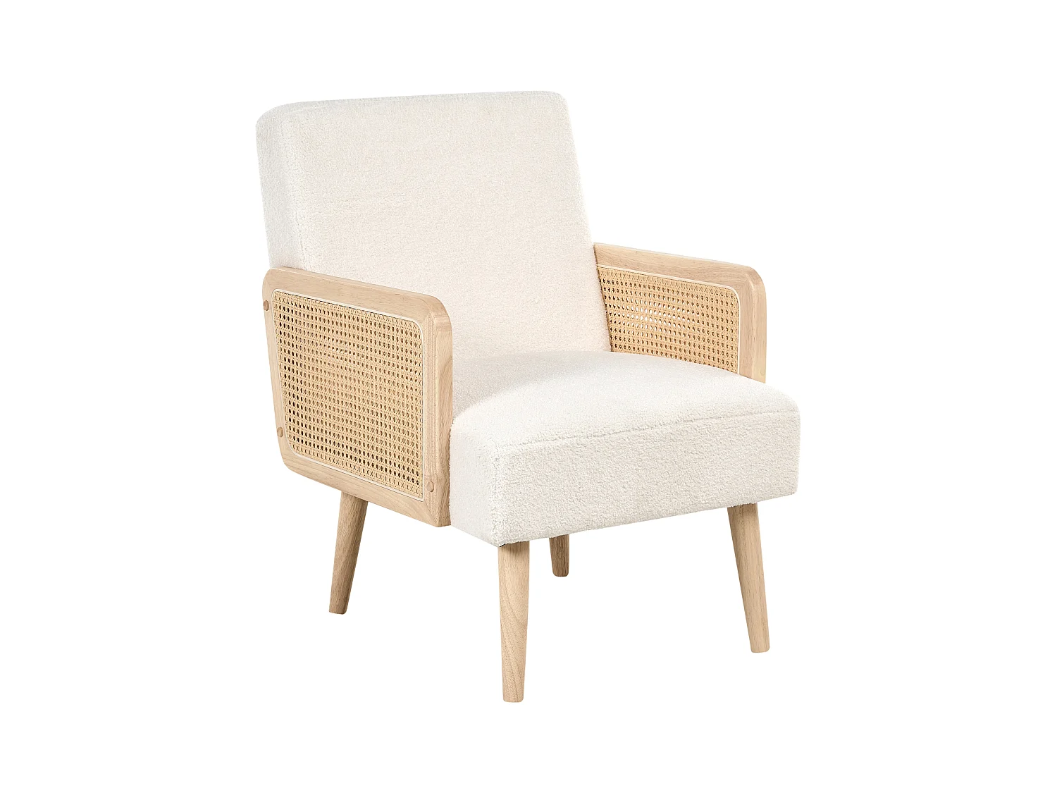 Fauteuil HOJBY Bouclé Blanc cassé