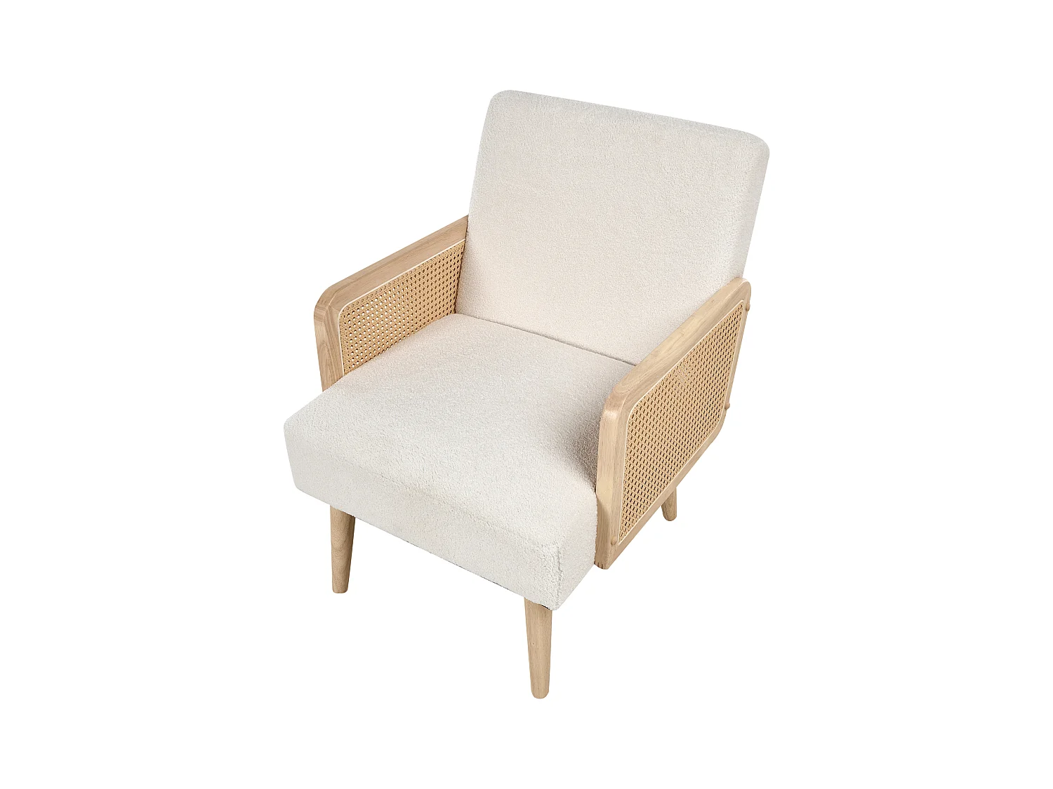 Fauteuil HOJBY Bouclé Blanc cassé