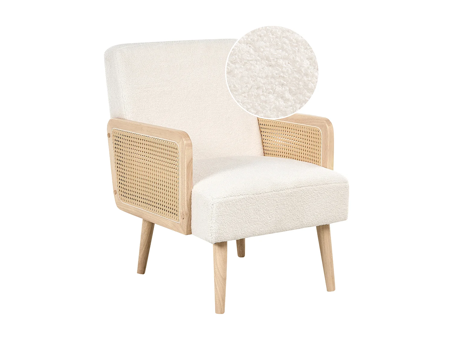 Fauteuil HOJBY Bouclé Blanc cassé
