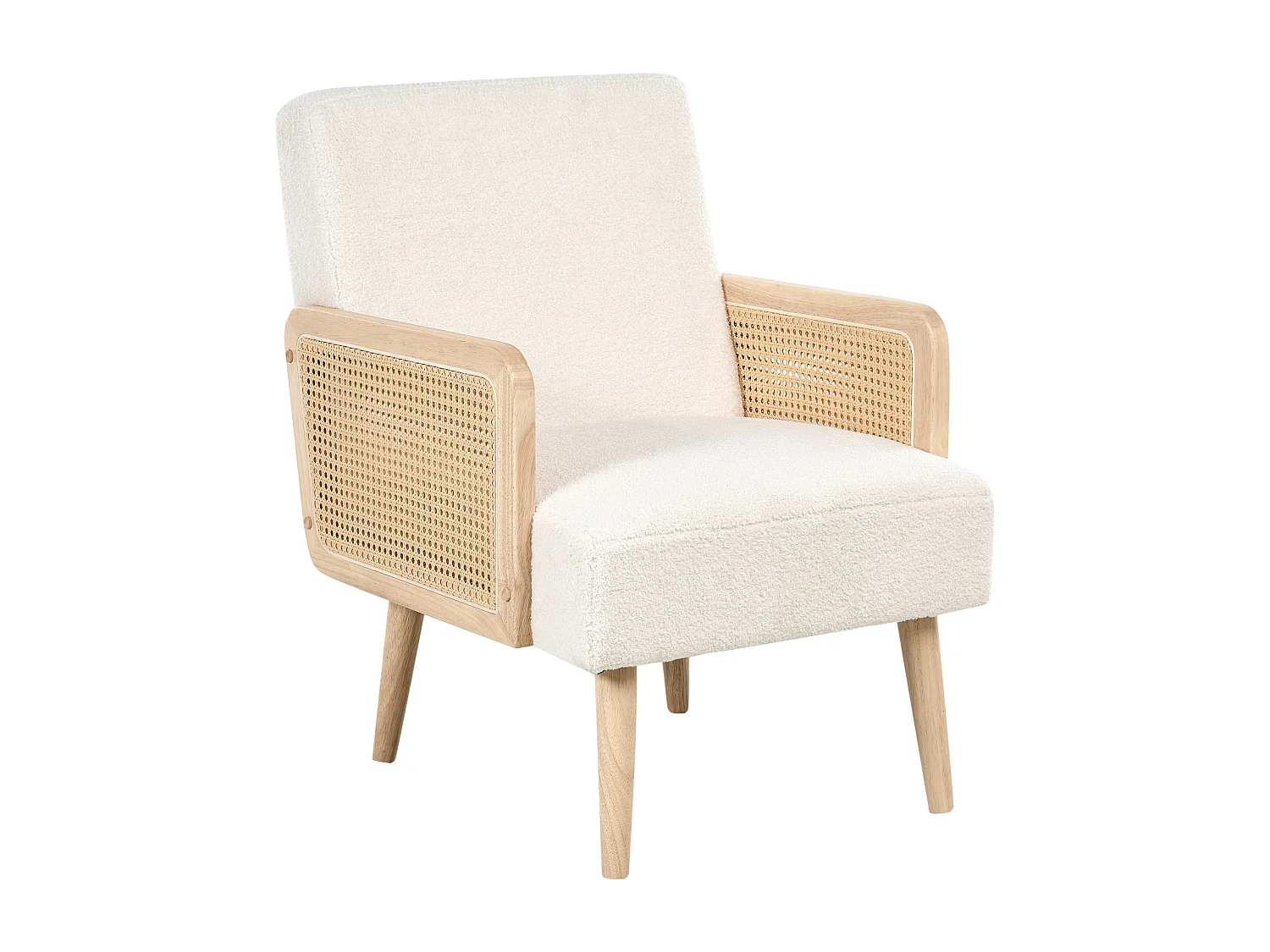 Fauteuil HOJBY Bouclé Blanc cassé