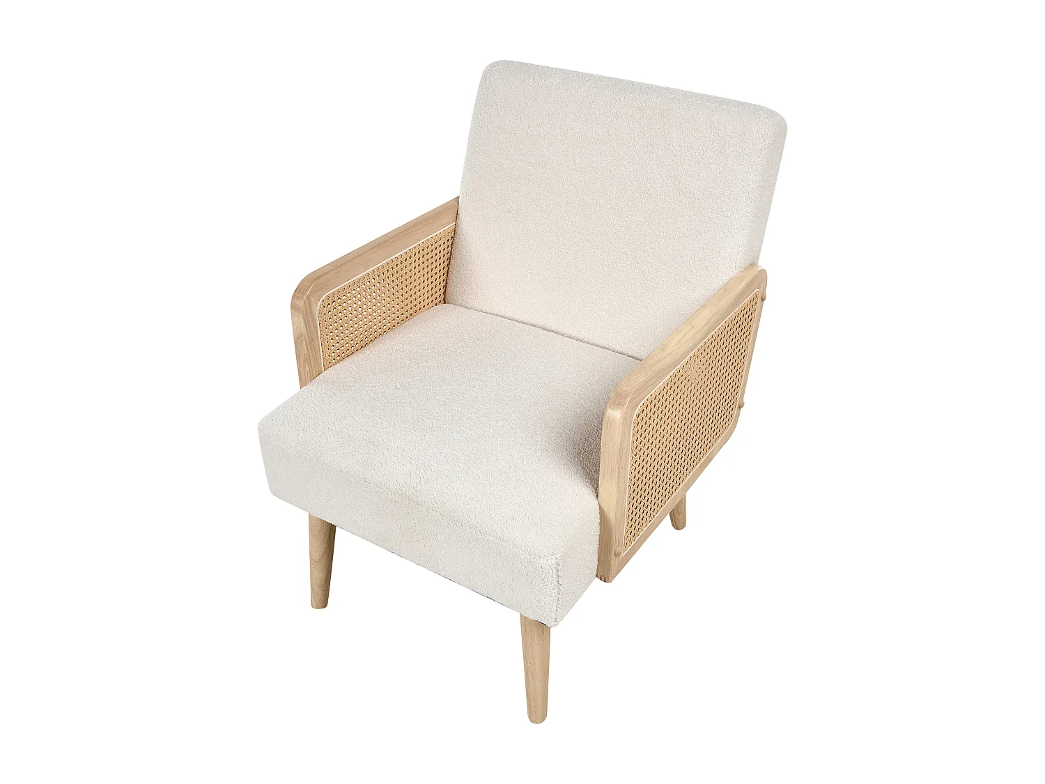 Fauteuil HOJBY Bouclé Blanc cassé