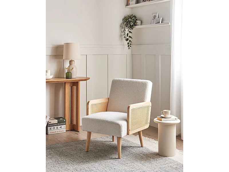 Fauteuil HOJBY Bouclé Blanc cassé