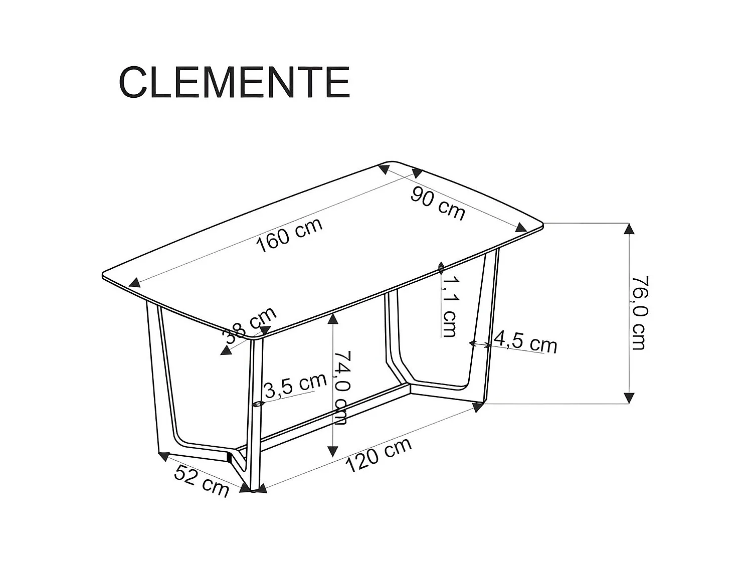 Esstisch Clemente (90x160)/Keramik/Weiss&Gold