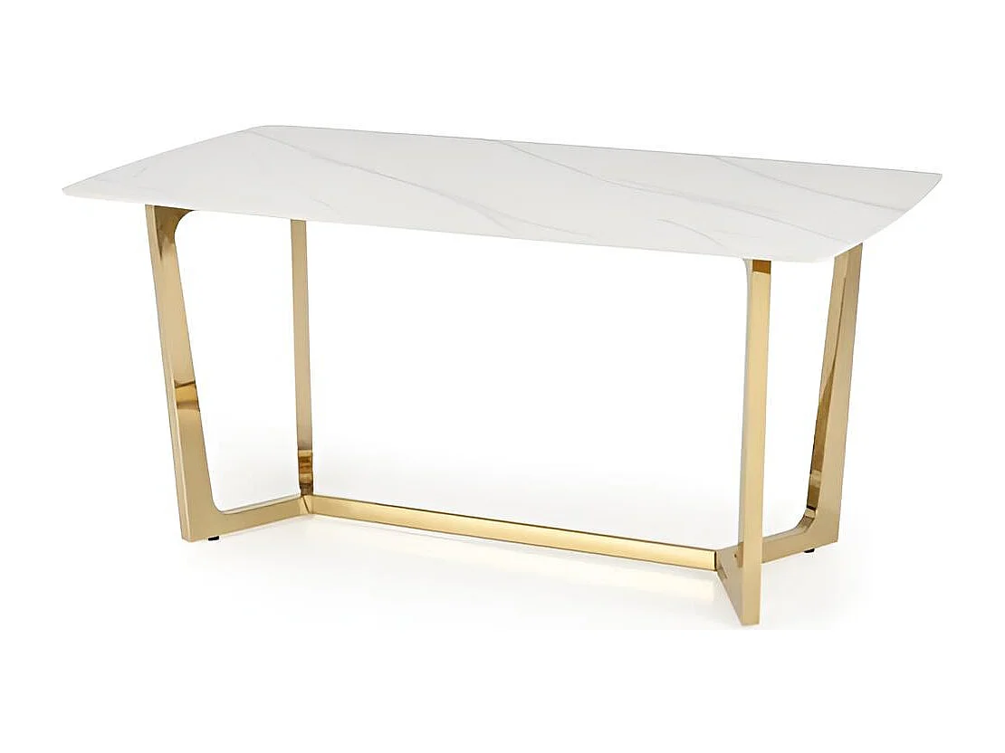 Tavolo da pranzo Clemente (90x160)/Ceramica/Bianco e Oro