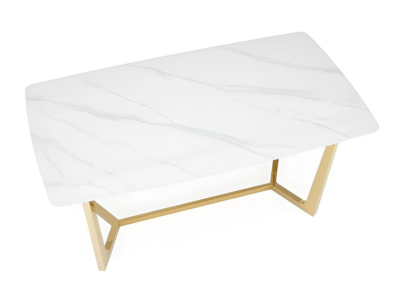 Tavolo da pranzo Clemente (90x160)/Ceramica/Bianco e Oro