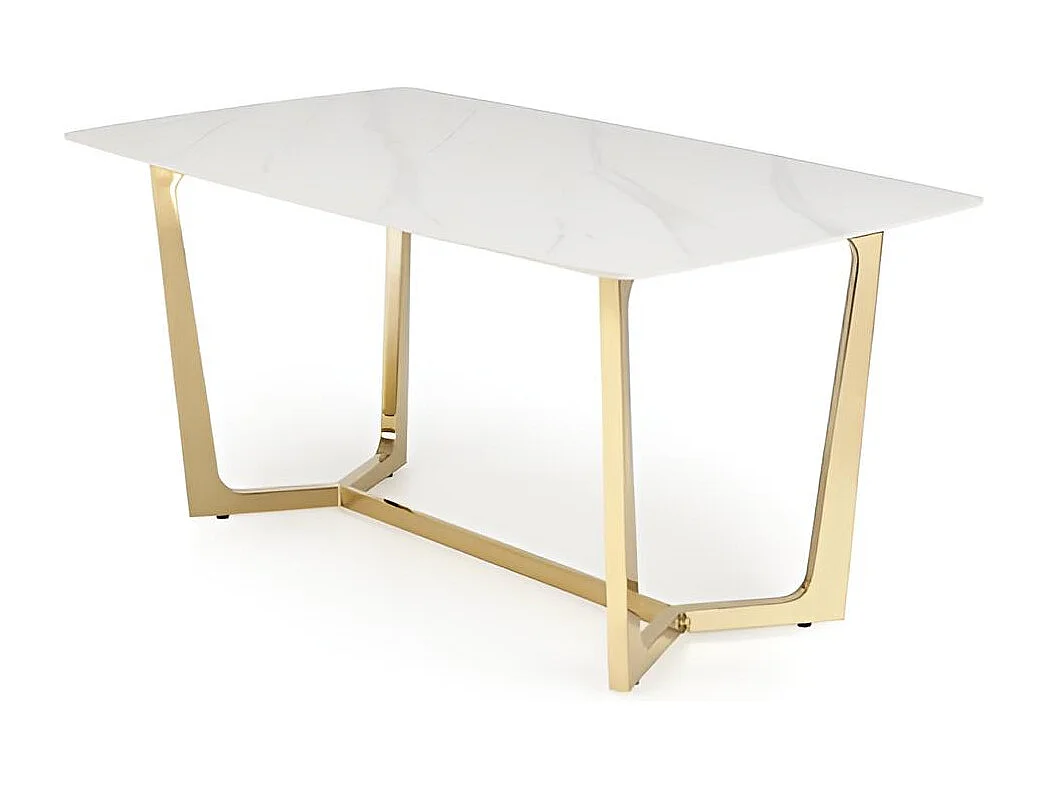 Tavolo da pranzo Clemente (90x160)/Ceramica/Bianco e Oro