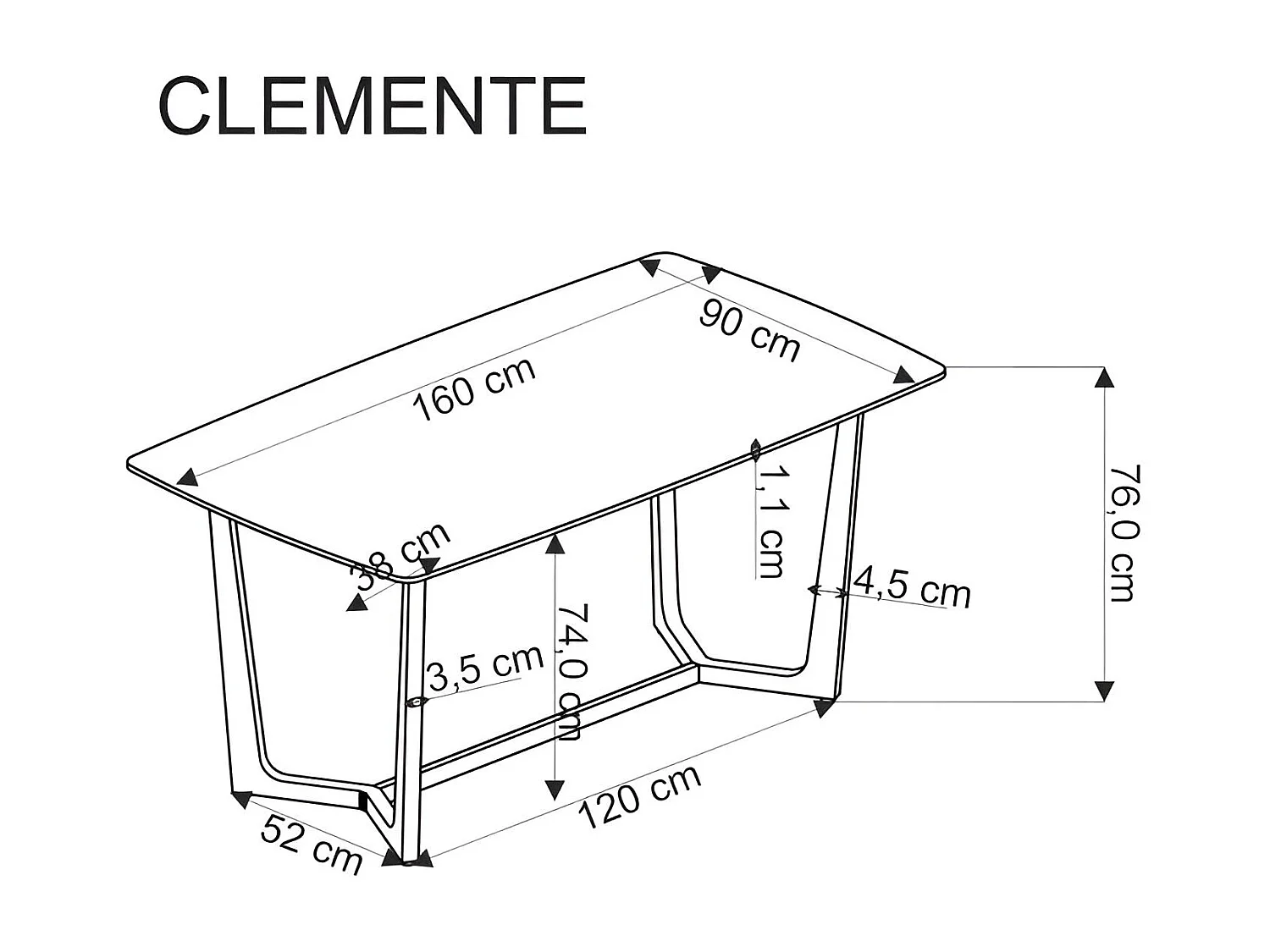 Tavolo da pranzo Clemente (90x160)/Ceramica/Bianco e Oro