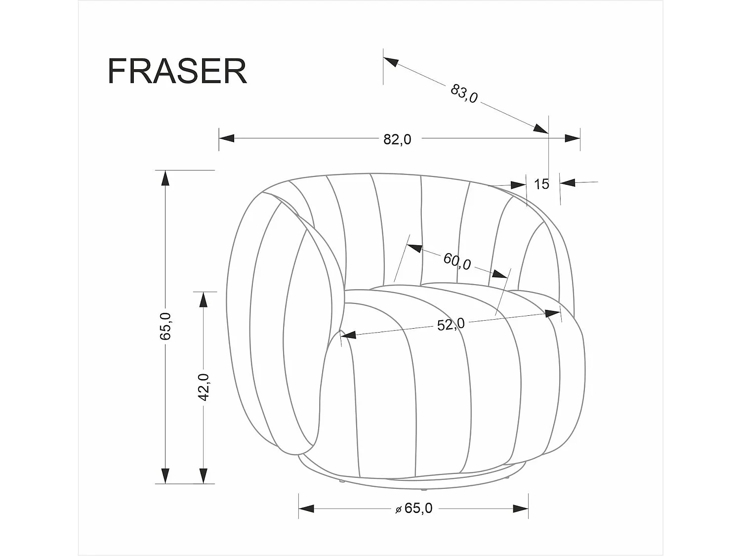 Poltrona Fraser/rivestimento in tessuto/funzione girevole/beige