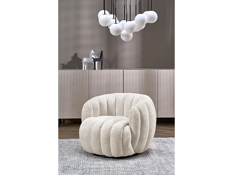 Poltrona Fraser/rivestimento in tessuto/funzione girevole/beige