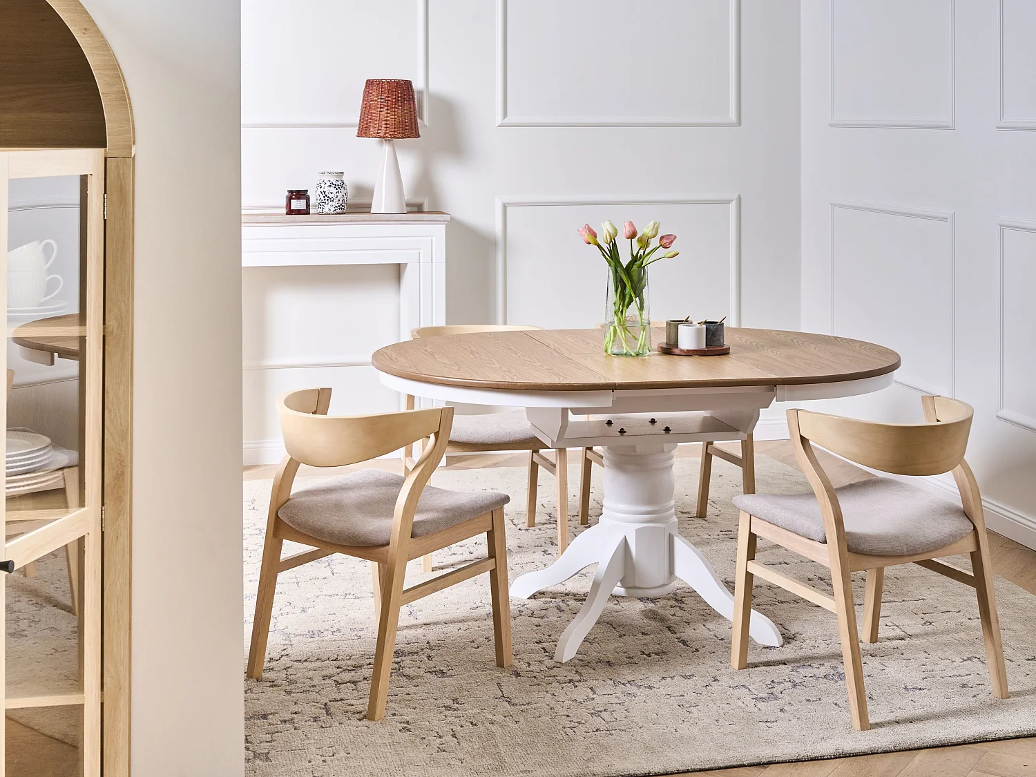 Table de salle à manger extensible AKRON Frêne clair 106 cm Bois 106/150 cm