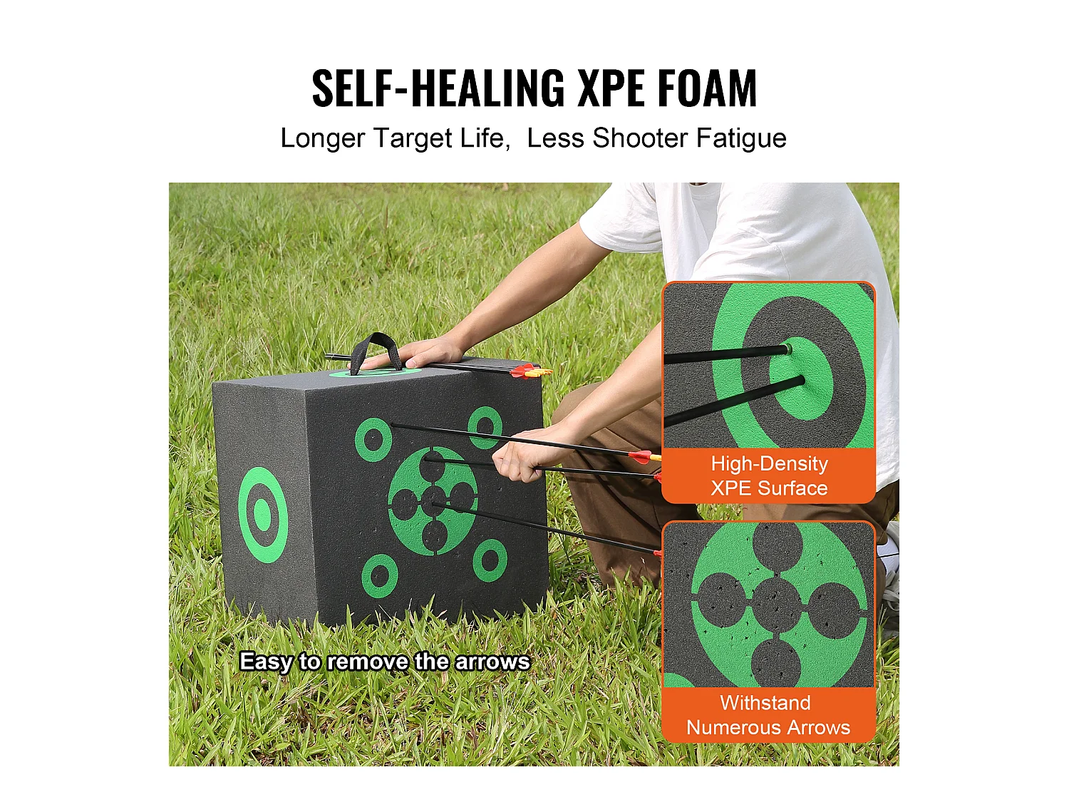 Cible de Tir à l'Arc SucceBuy, 406x457 mm, Cible en Mousse Cubique pour Entraînement en Extérieur