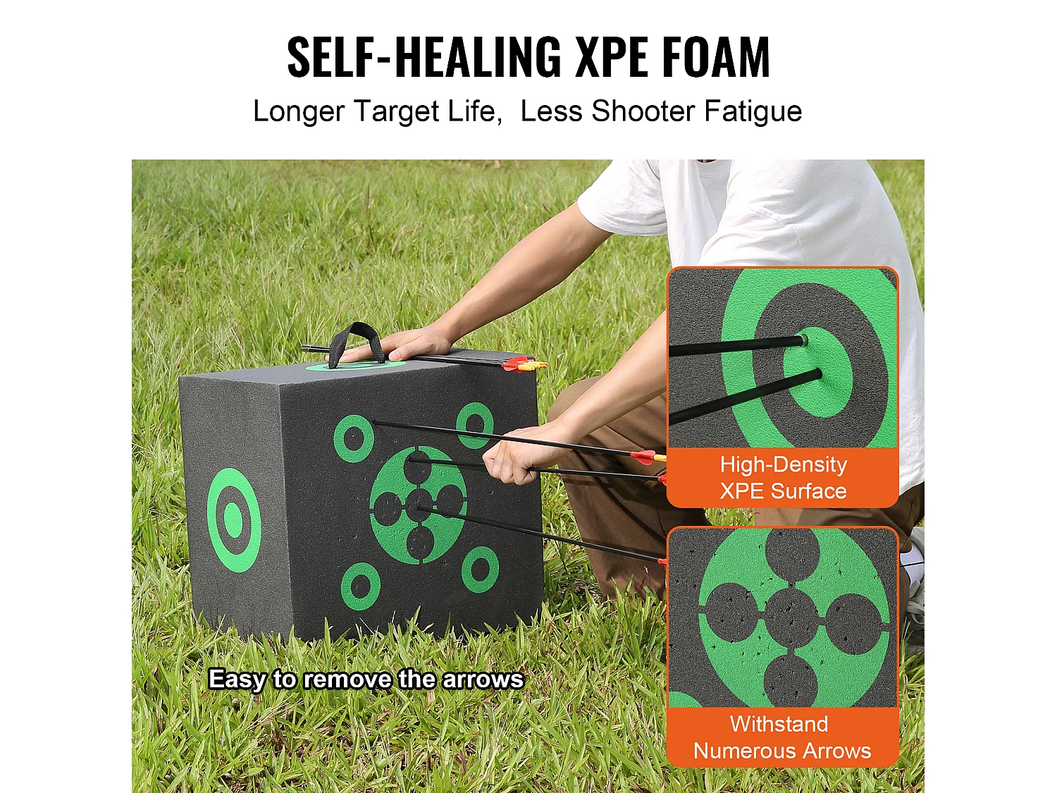 Cible de Tir à l'Arc SucceBuy, 406x457 mm, Cible en Mousse Cubique pour Entraînement en Extérieur