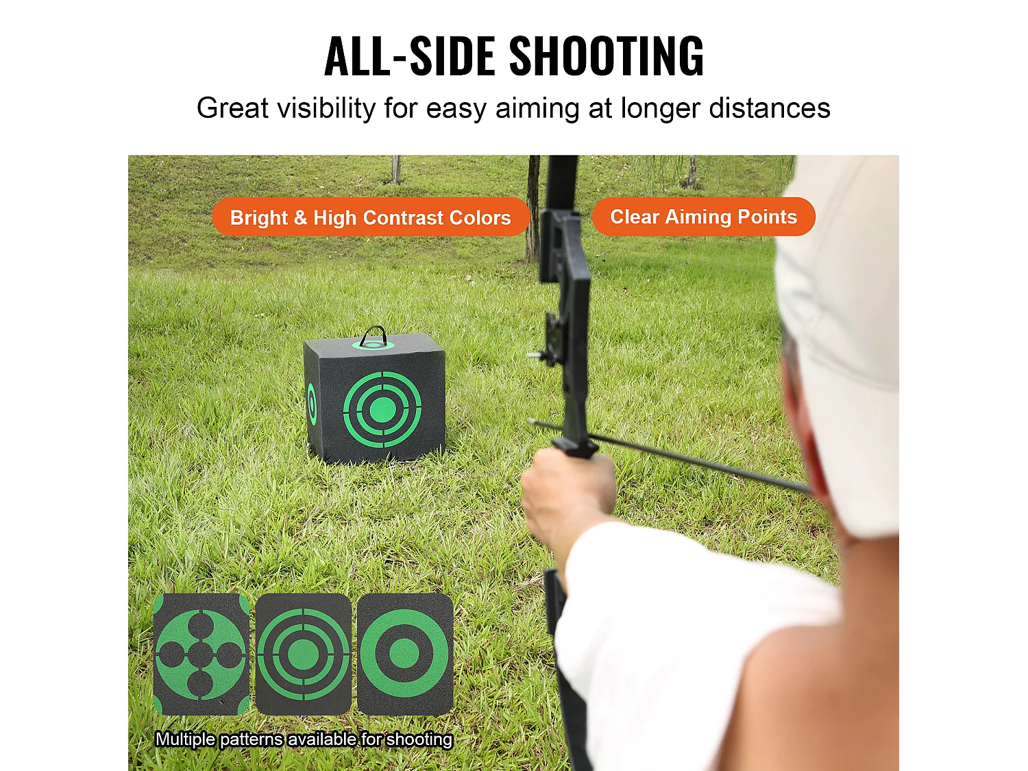 Cible de Tir à l'Arc SucceBuy, 406x457 mm, Cible en Mousse Cubique pour Entraînement en Extérieur