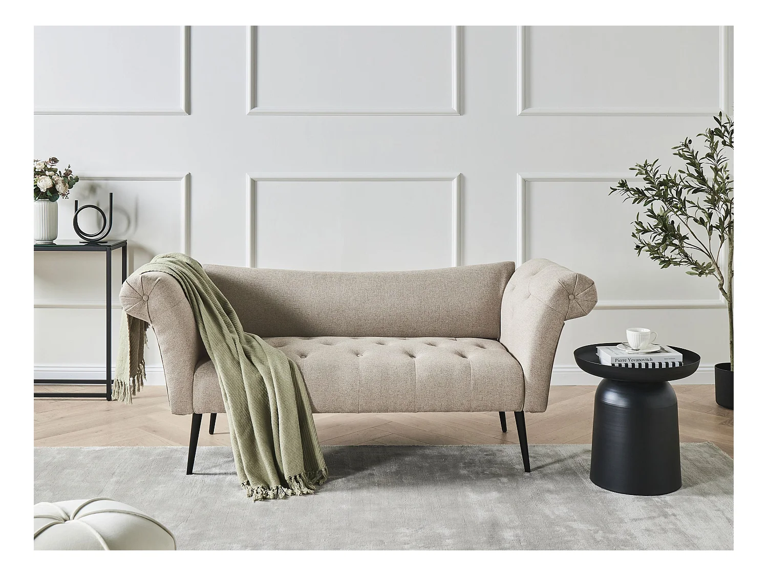 Chaise longue NANTILLY Tissu Marron clair