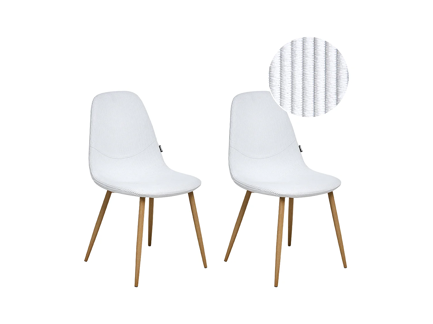 Lot de 2 chaises de salle à manger HILDEN Velours côtelé Blanc