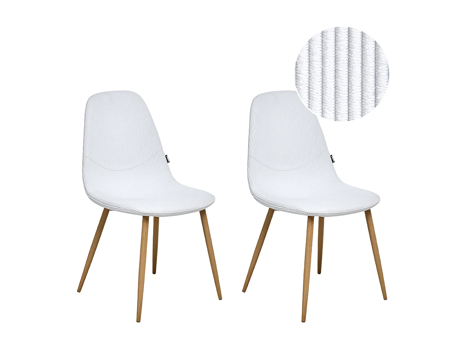 Lot de 2 chaises de salle à manger HILDEN Velours côtelé Blanc