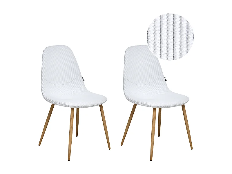 Lot de 2 chaises de salle à manger HILDEN Velours côtelé Blanc
