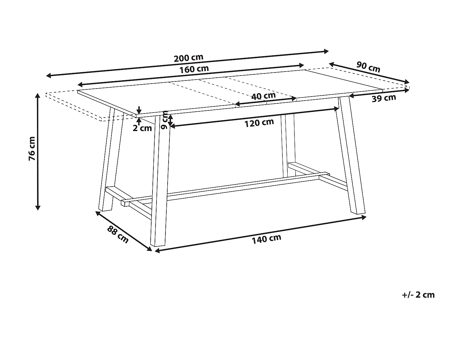 Table de salle à manger extensible BARNES Frêne clair 160/200 cm 90 cm