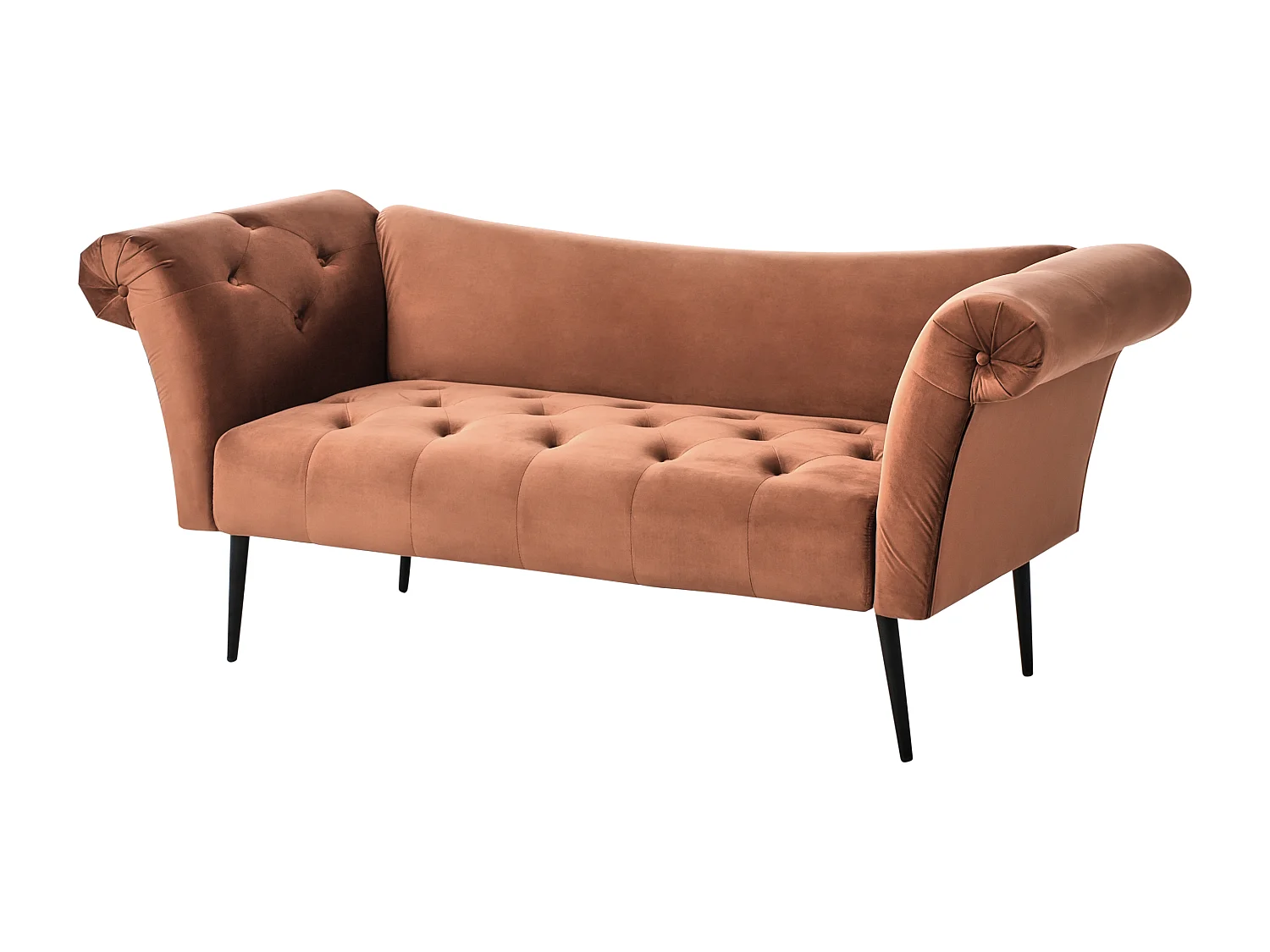 Chaise longue NANTILLY Velours Marron doré