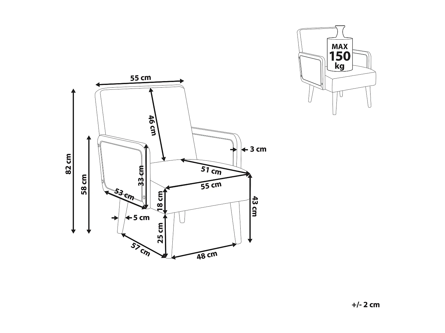 Fauteuil en tissu beige clair HOJBY
