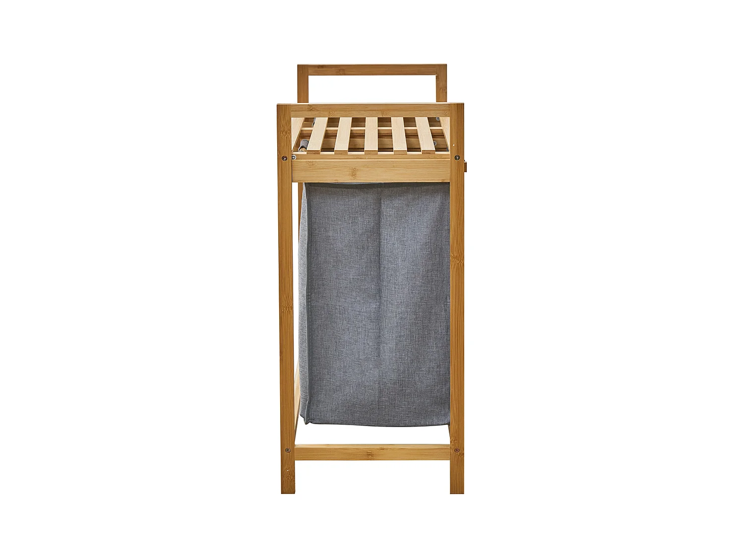 SVITA SULA Panier à linge Collecteur de linge Coffre à linge 2 compartiments avec étagère Bambou Gris