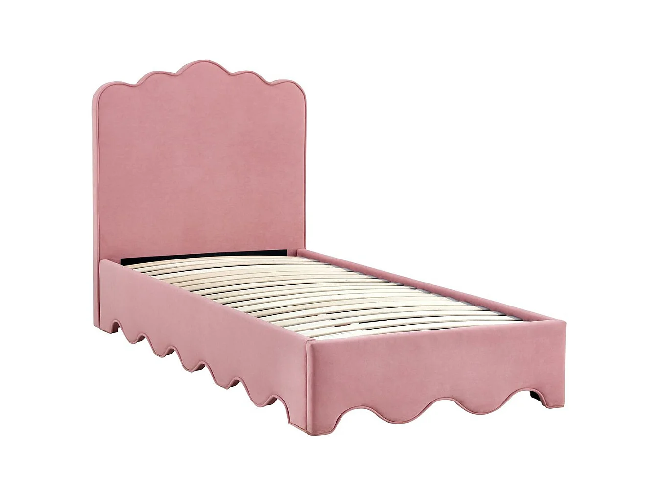 Lit Orso S (90x200)/tissu velours/Rose