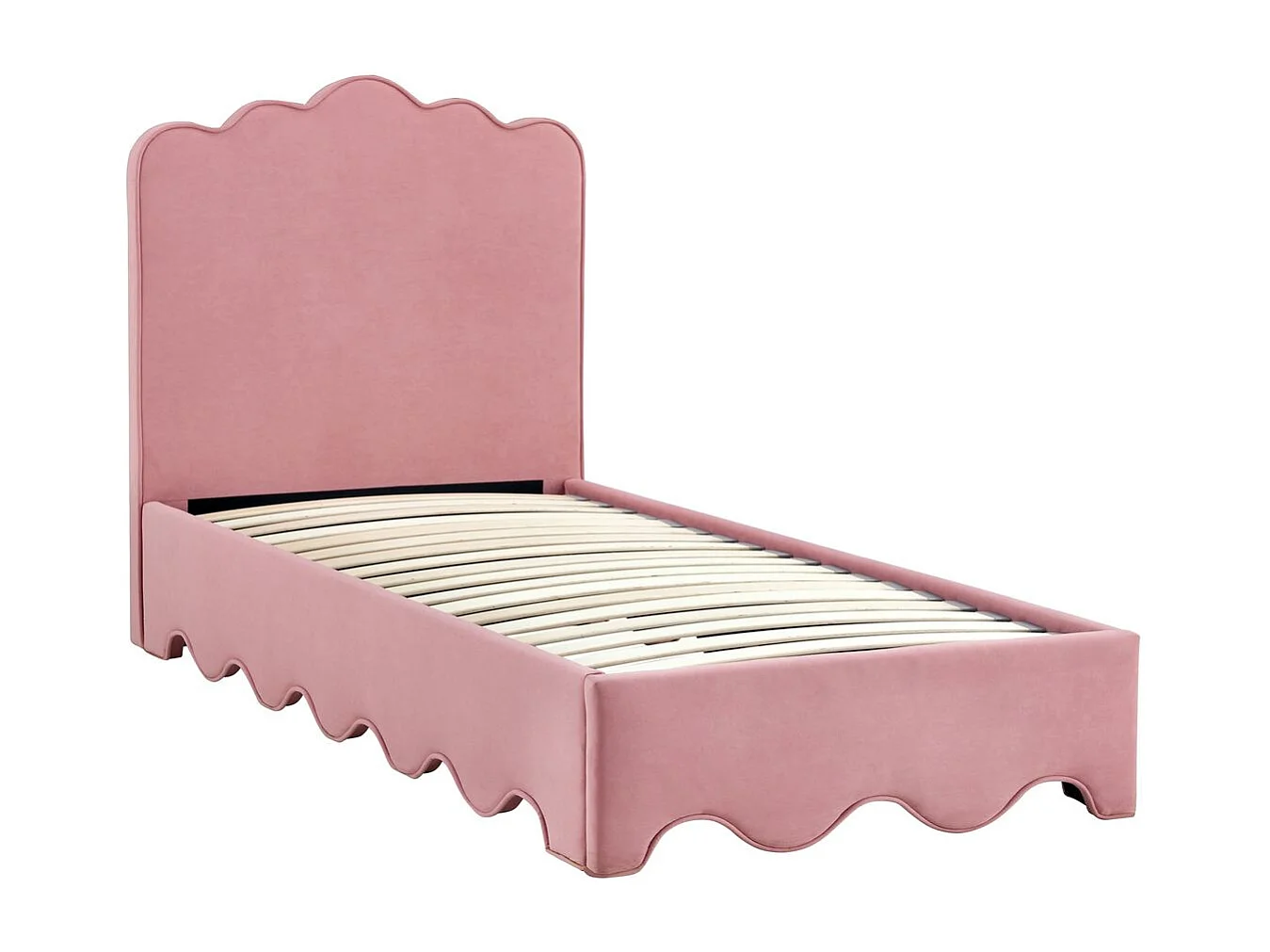 Lit Orso S (90x200)/tissu velours/Rose