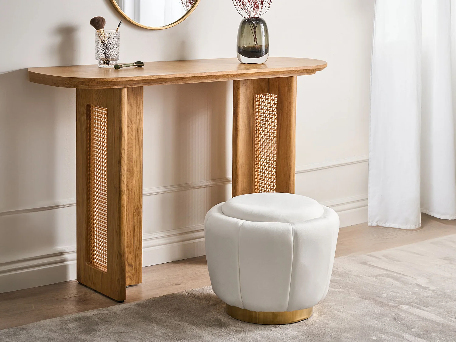 Pouf IRVING Velours Blanc