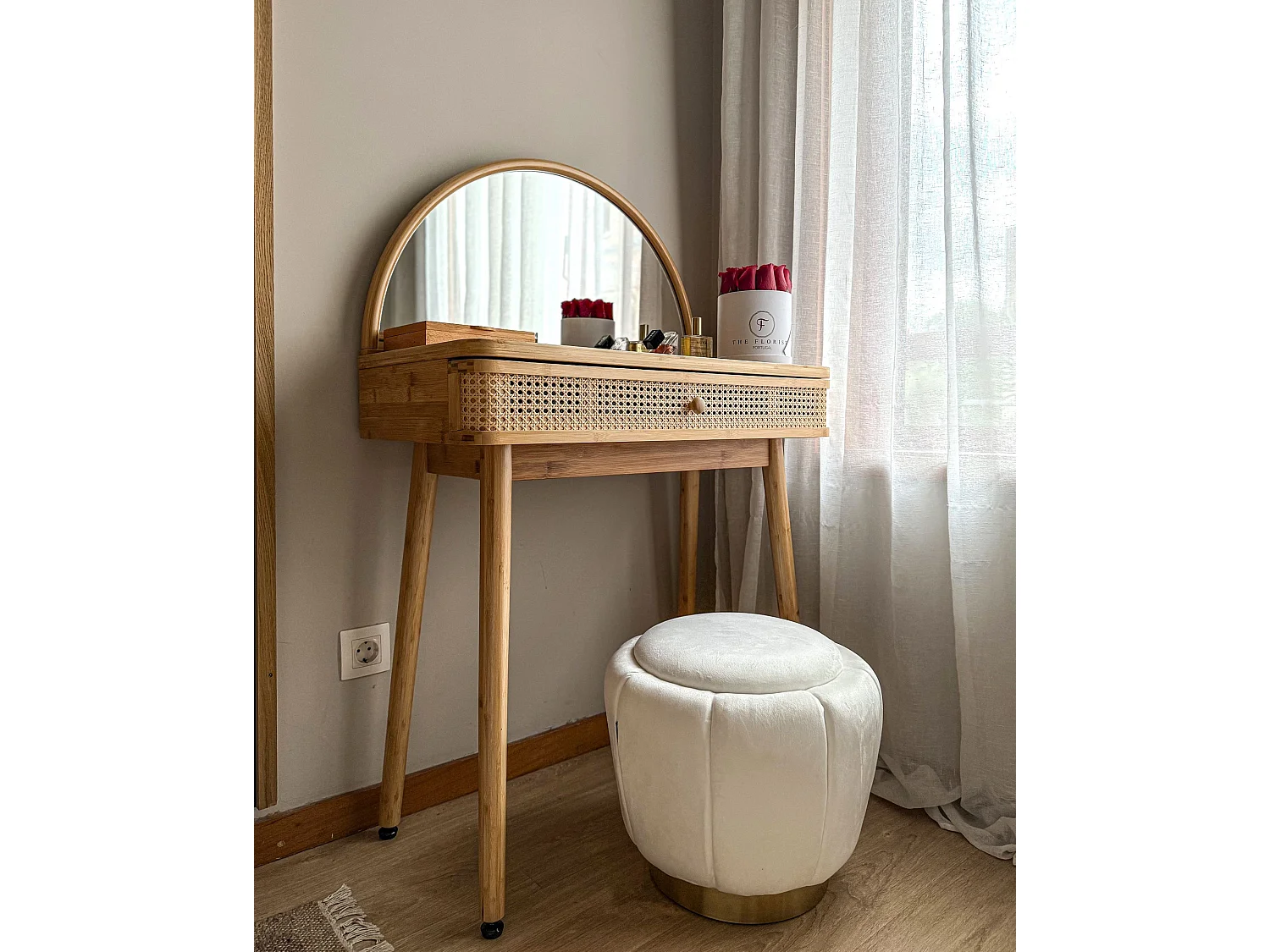 Pouf IRVING Velours Blanc