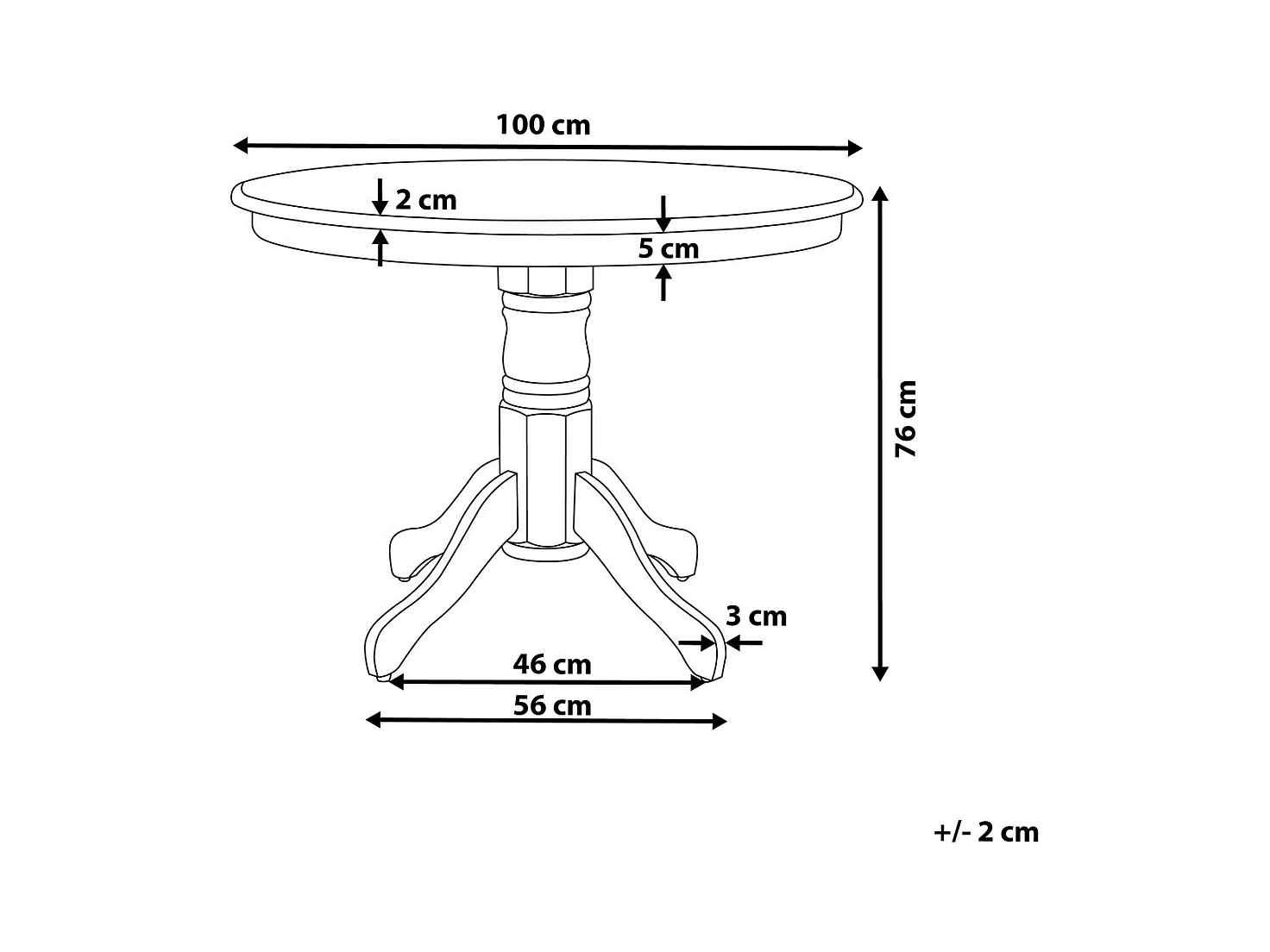 Table de repas AKRON Frêne marron 100 cm 100 cm Bois