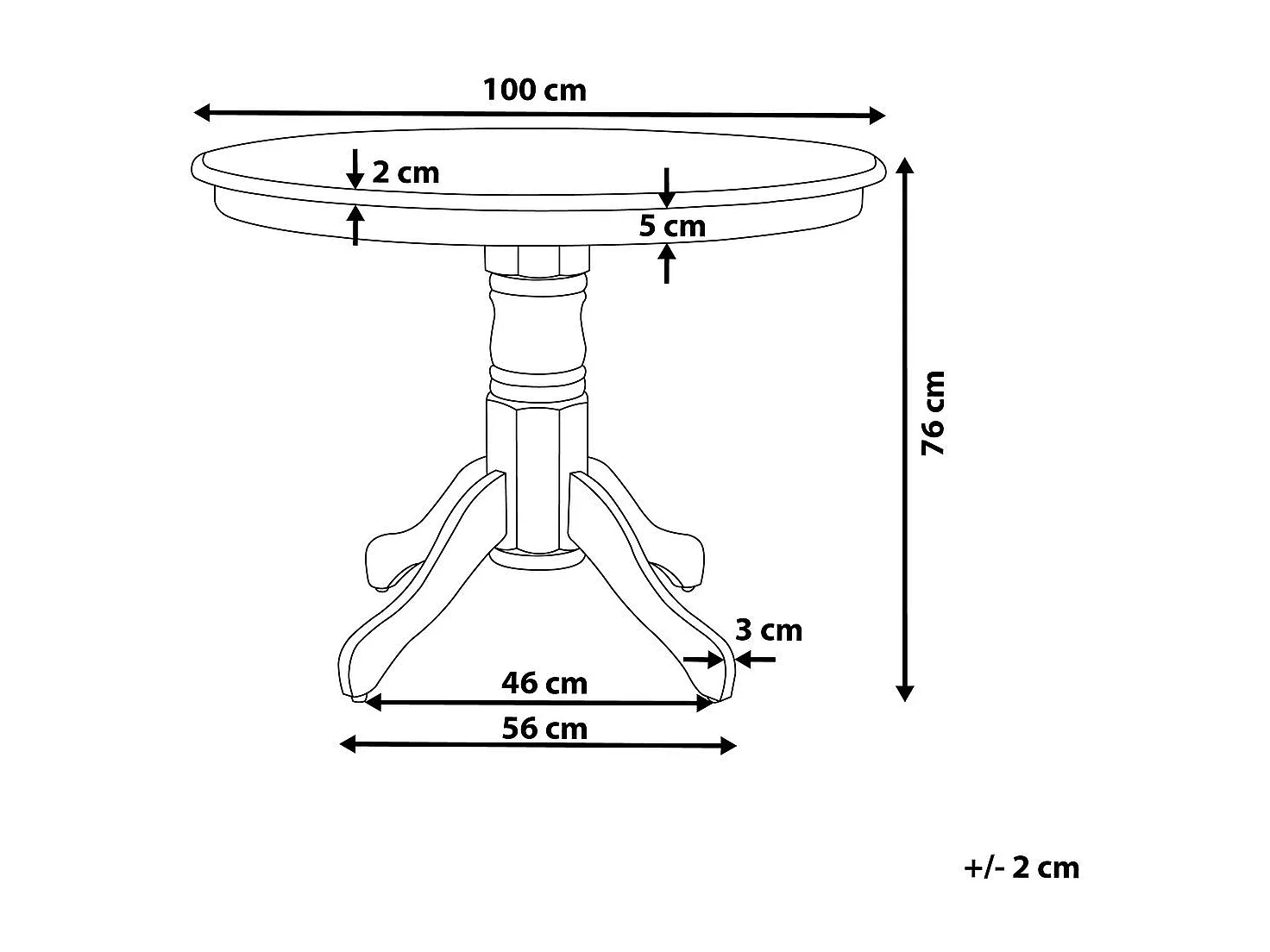 Table de repas AKRON Frêne marron 100 cm 100 cm Bois