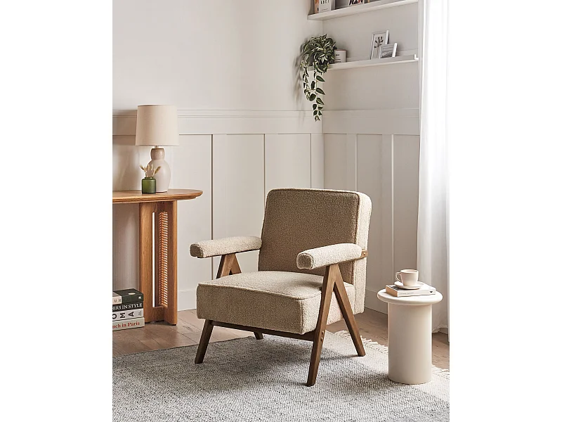 Fauteuil EVJE Bouclé Beige sable