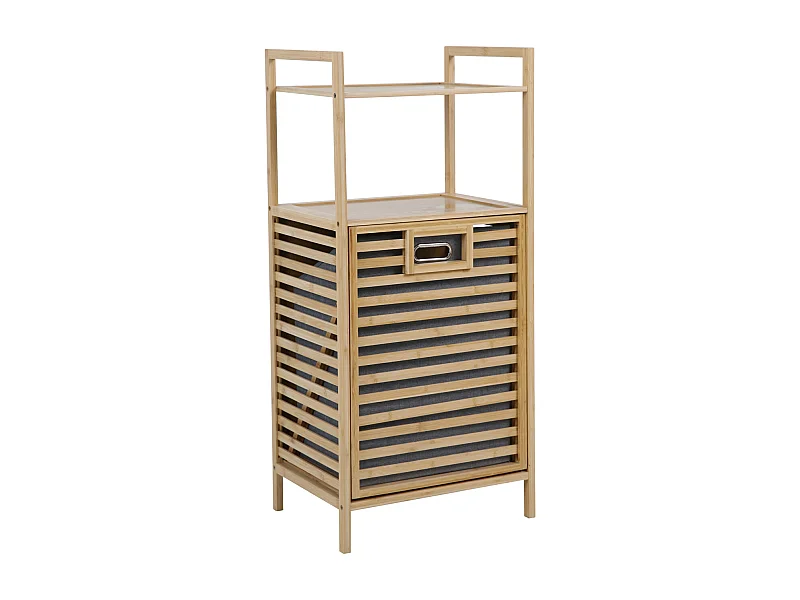 SVITA PUVI 2in1 Étagère de salle de bain avec panier à linge Étagère de salle de bain pour le linge sale Bambou