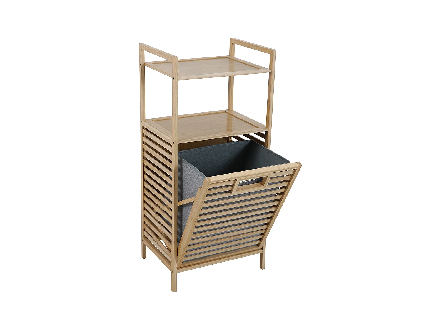 SVITA PUVI 2in1 Étagère de salle de bain avec panier à linge Étagère de salle de bain pour le linge sale Bambou