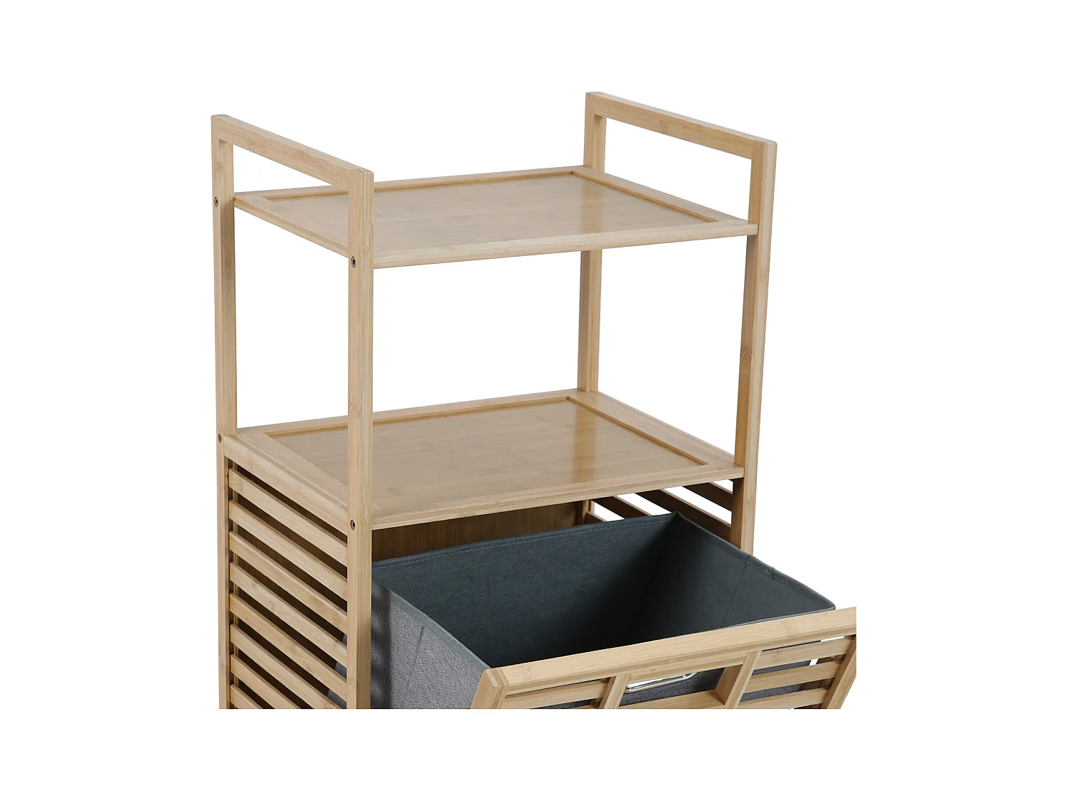 SVITA PUVI 2in1 Étagère de salle de bain avec panier à linge Étagère de salle de bain pour le linge sale Bambou