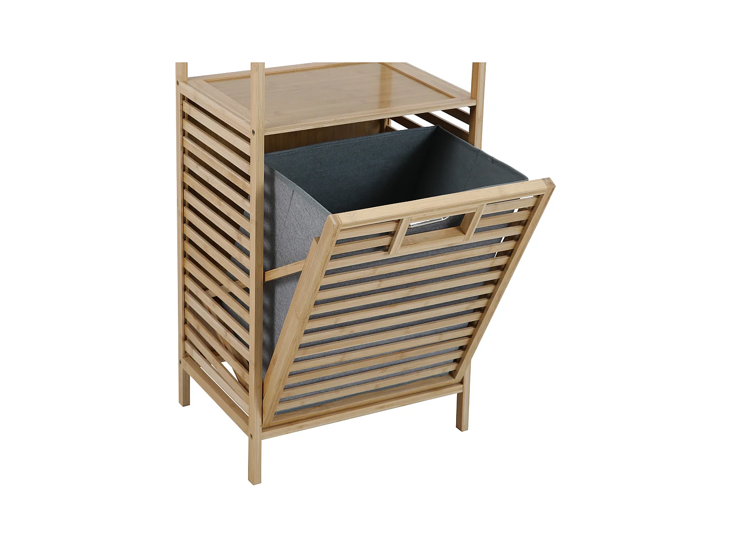SVITA PUVI 2in1 Étagère de salle de bain avec panier à linge Étagère de salle de bain pour le linge sale Bambou