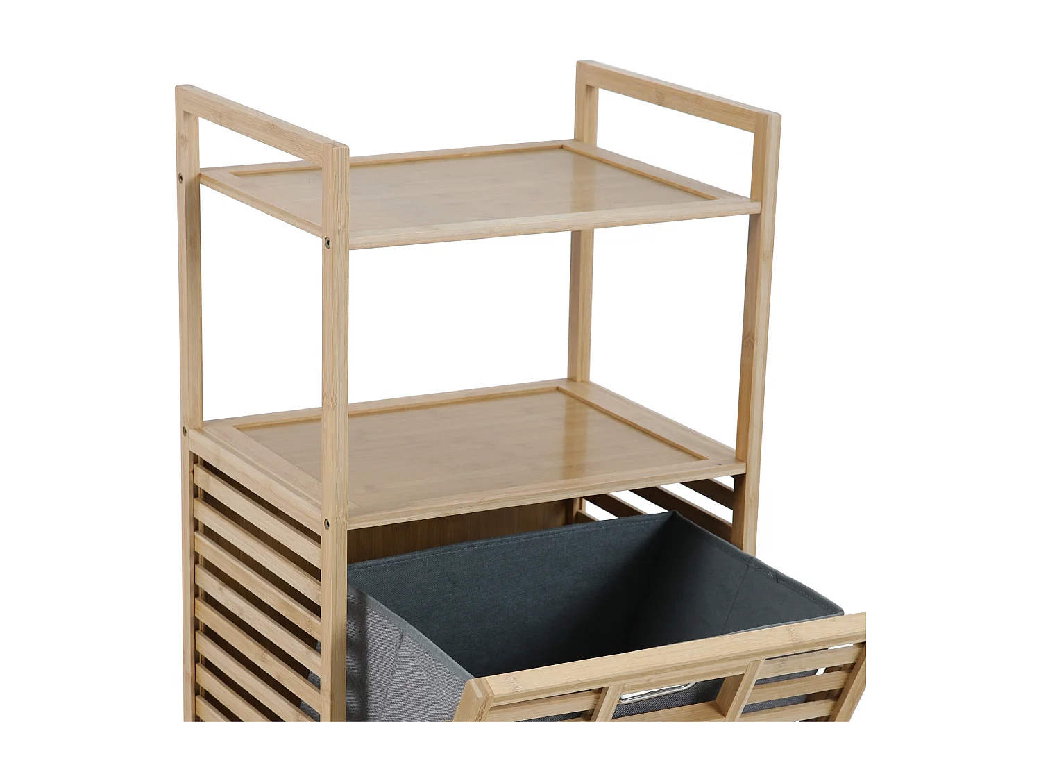 SVITA PUVI 2in1 Étagère de salle de bain avec panier à linge Étagère de salle de bain pour le linge sale Bambou