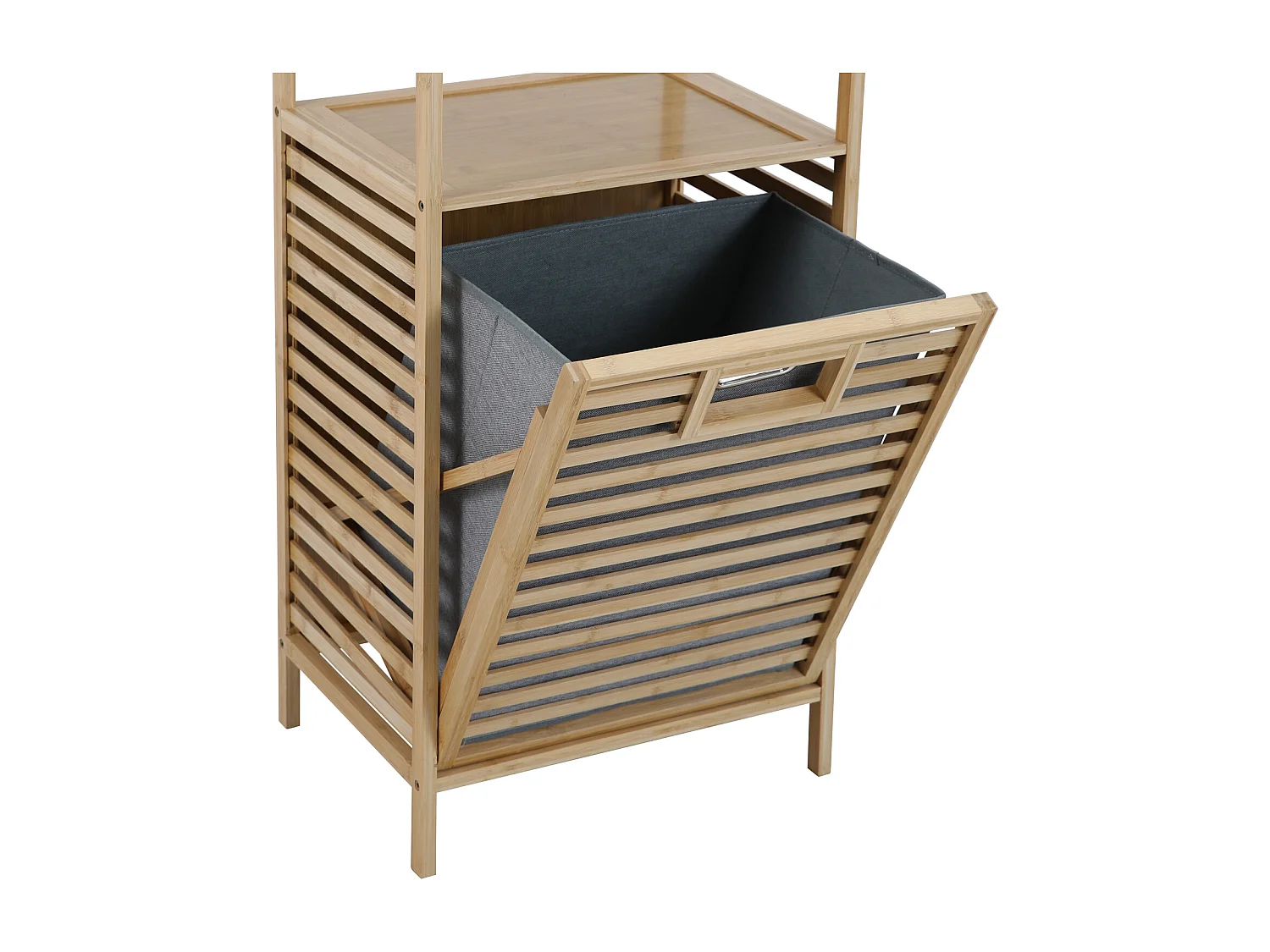 SVITA PUVI 2in1 Étagère de salle de bain avec panier à linge Étagère de salle de bain pour le linge sale Bambou