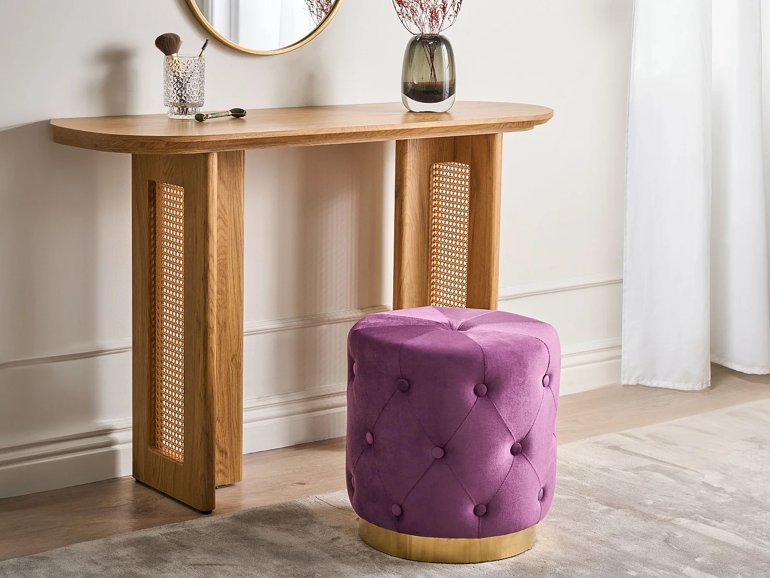 Pouf CARROLLTON Velours Pourpre