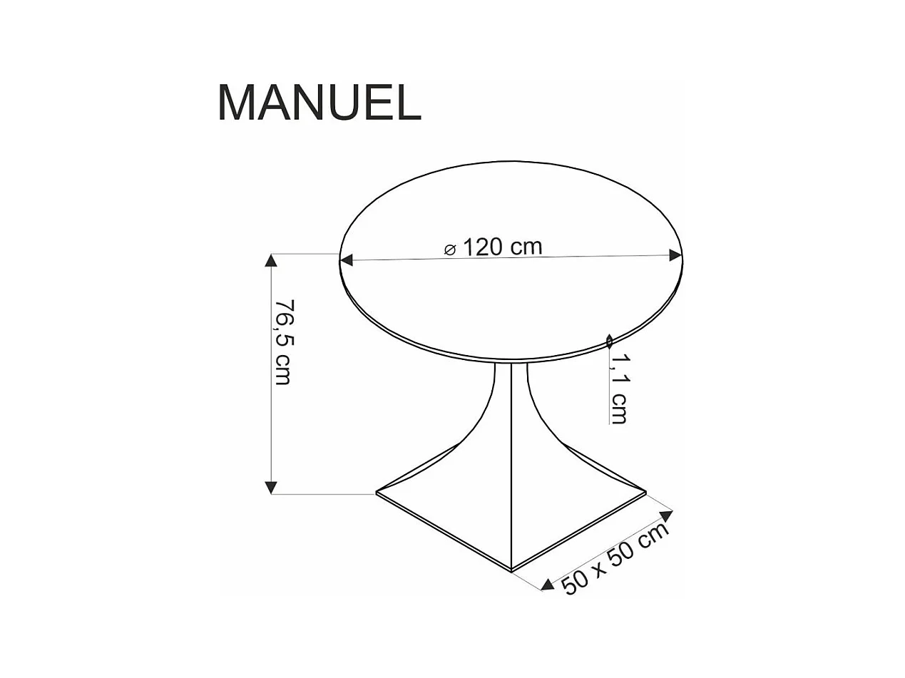 Table à manger Manuel (120x77)/Pierre frittée/Noir et gris