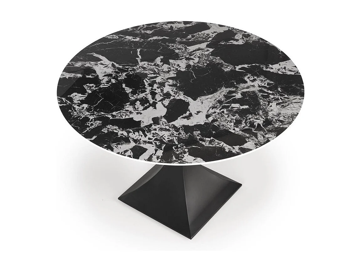 Esstisch Manuel (o120x77)/Gesinterter Stein/Schwarz&Grau